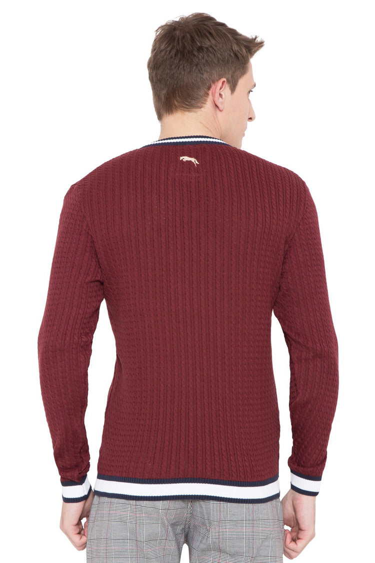 Men Regular Fit Cotton Casual Wine Lightweight Sweater - JUMP USA (1568778354730)