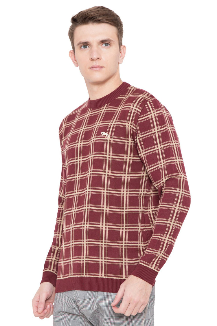 Men Regular Fit Cotton Casual Wine Lightweight Sweater - JUMP USA (1568778813482)