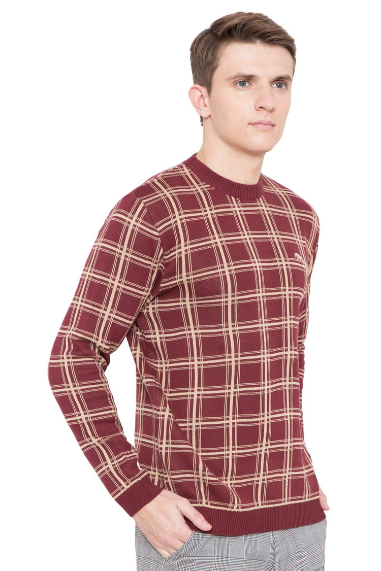 Men Regular Fit Cotton Casual Wine Lightweight Sweater - JUMP USA (1568778813482)