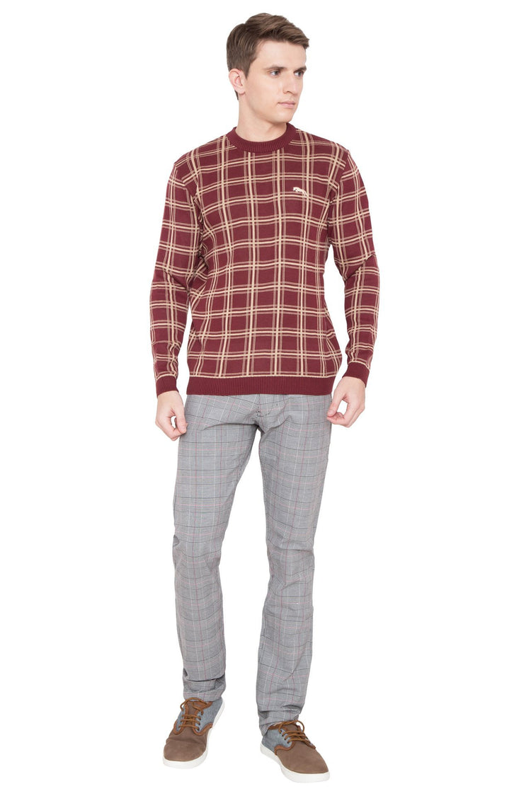 Men Regular Fit Cotton Casual Wine Lightweight Sweater - JUMP USA (1568778813482)