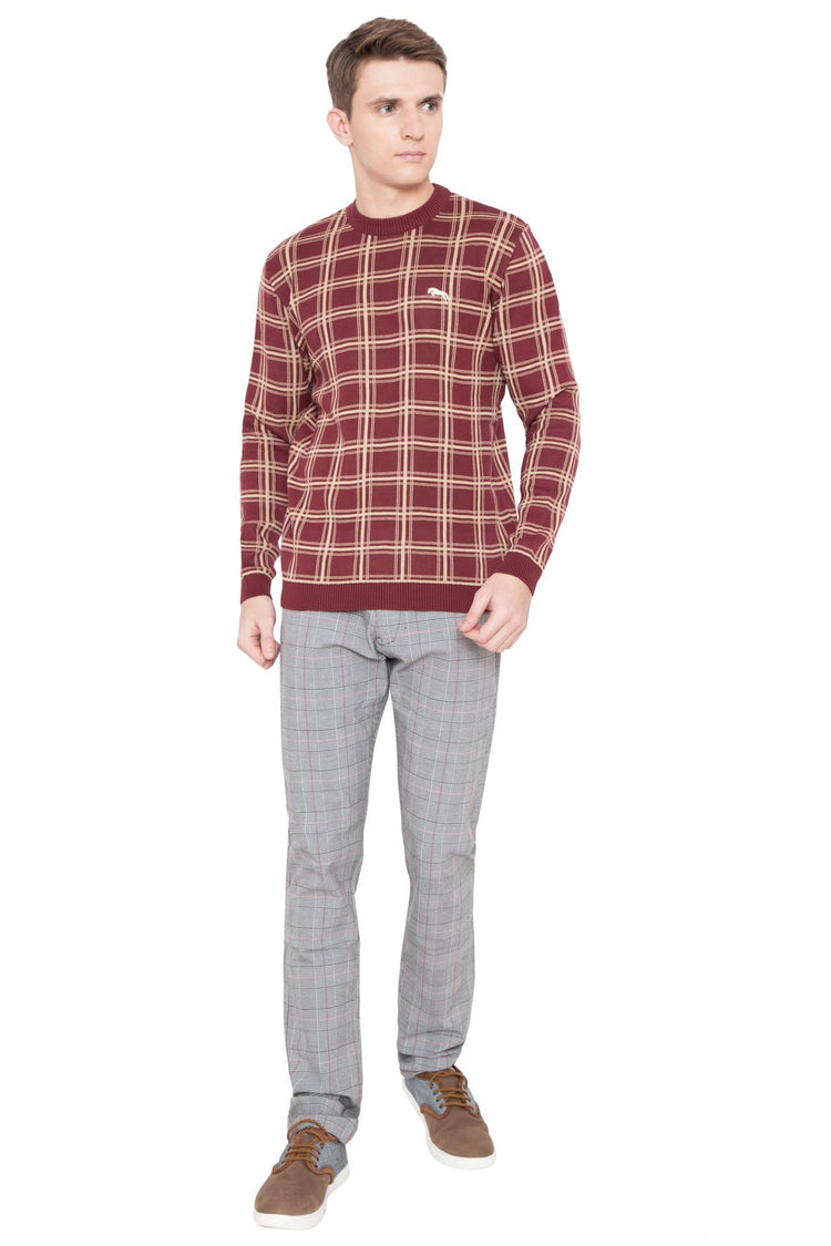 Men Regular Fit Cotton Casual Wine Lightweight Sweater - JUMP USA (1568778813482)