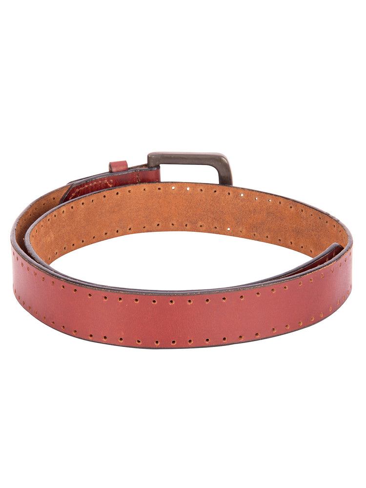 Men Brown Solid Leather Belt - JUMP USA