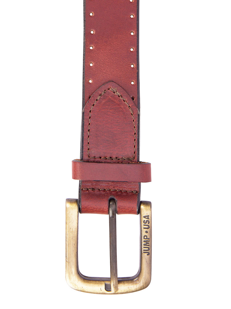 Men Brown Solid Leather Belt - JUMP USA