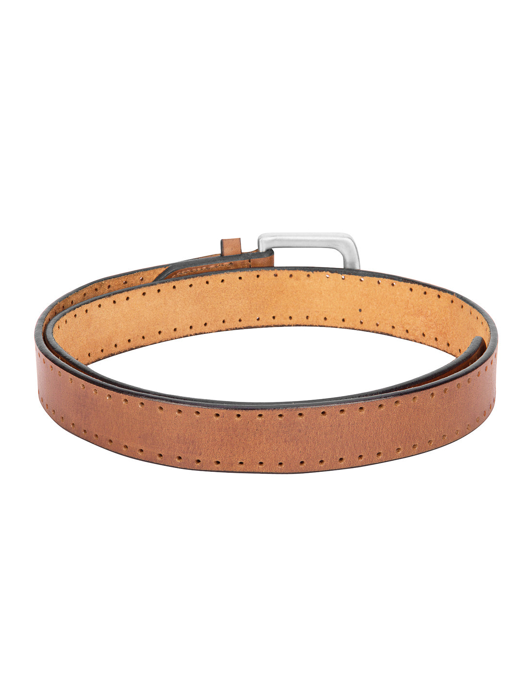 Men Tan Solid Leather Belt - JUMP USA