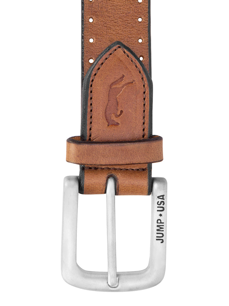 Men Tan Solid Leather Belt - JUMP USA