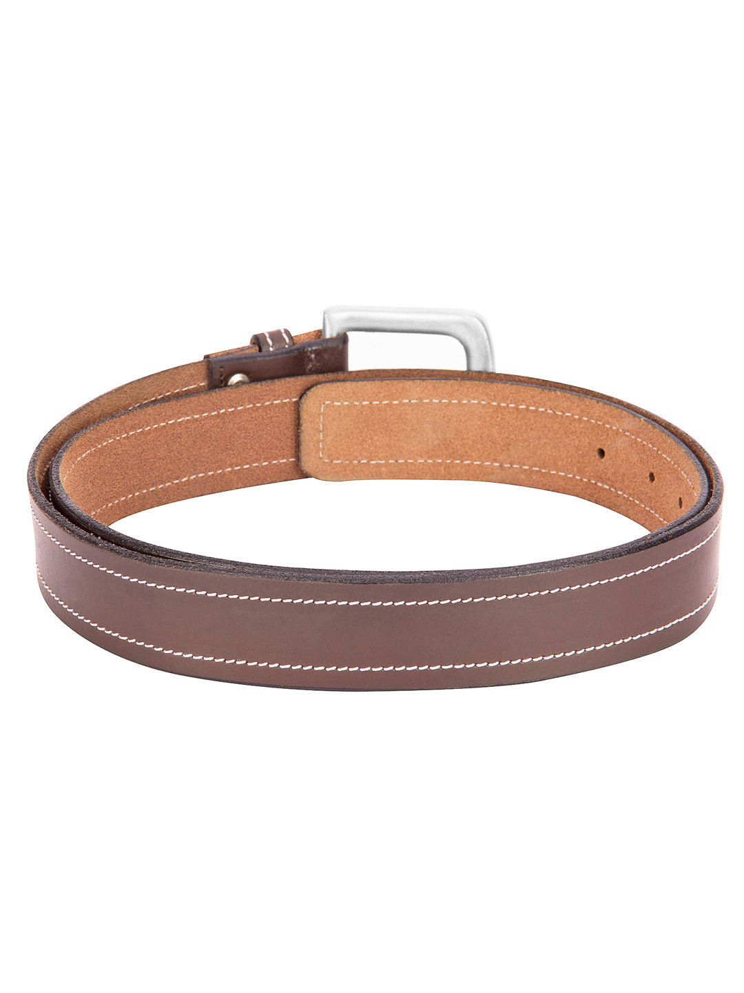Men Brown Solid Leather Belt - JUMP USA