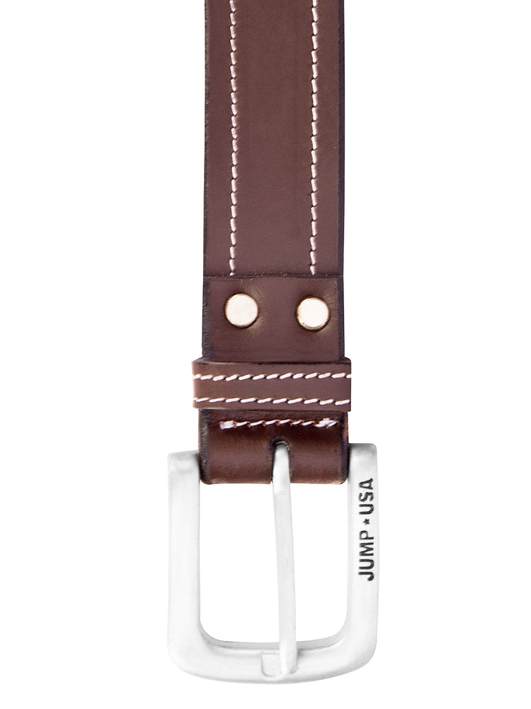 Men Brown Solid Leather Belt - JUMP USA