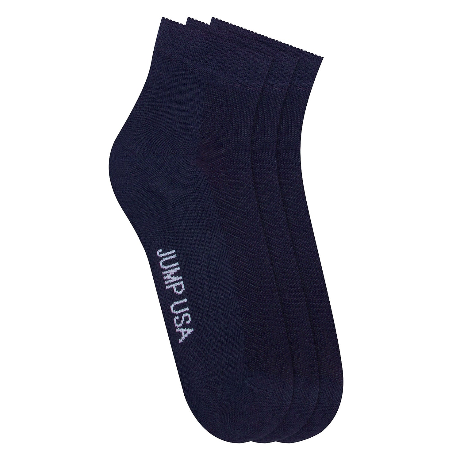 JUMP USA Men's Ankle Length Bamboo Cotton Socks - Pack of 3 | Men Casual Socks for Everyday Wear - Sweat Proof, Quick Dry, Padded for Extra Comfort | Color - Navy Blue