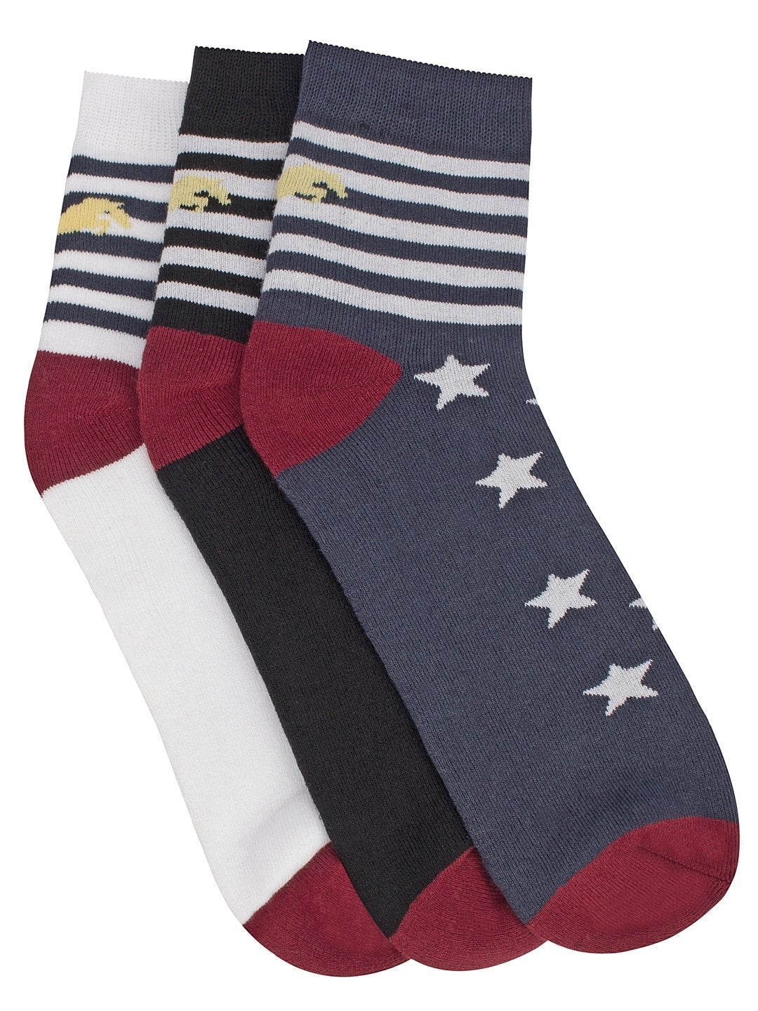 18SS16984-645-STD-JUMP-USA-Men's-Ankle-Length-Bamboo-Cotton-Socks-Pack-of-3-|-Men-Casual-Socks-for-Everyday-Wear-Sweat-Proof,-Quick-Dry,-Padded-for-Extra-Comfort-|-Color-Purple-Black-White