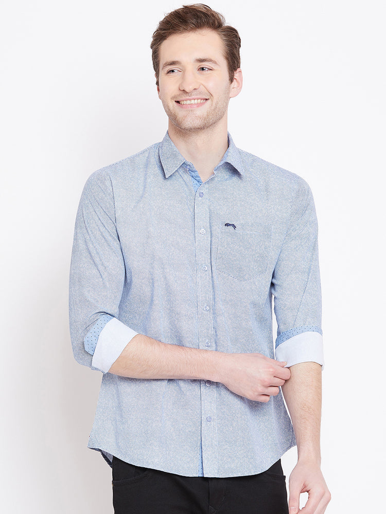 Men White Printed Casual Slim Fit Shirts - JUMP USA