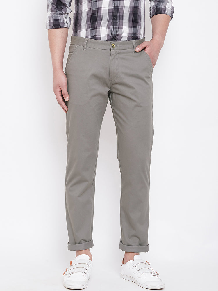 JUMP USA Men Grey Casual Regular Fit Trousers - JUMP USA