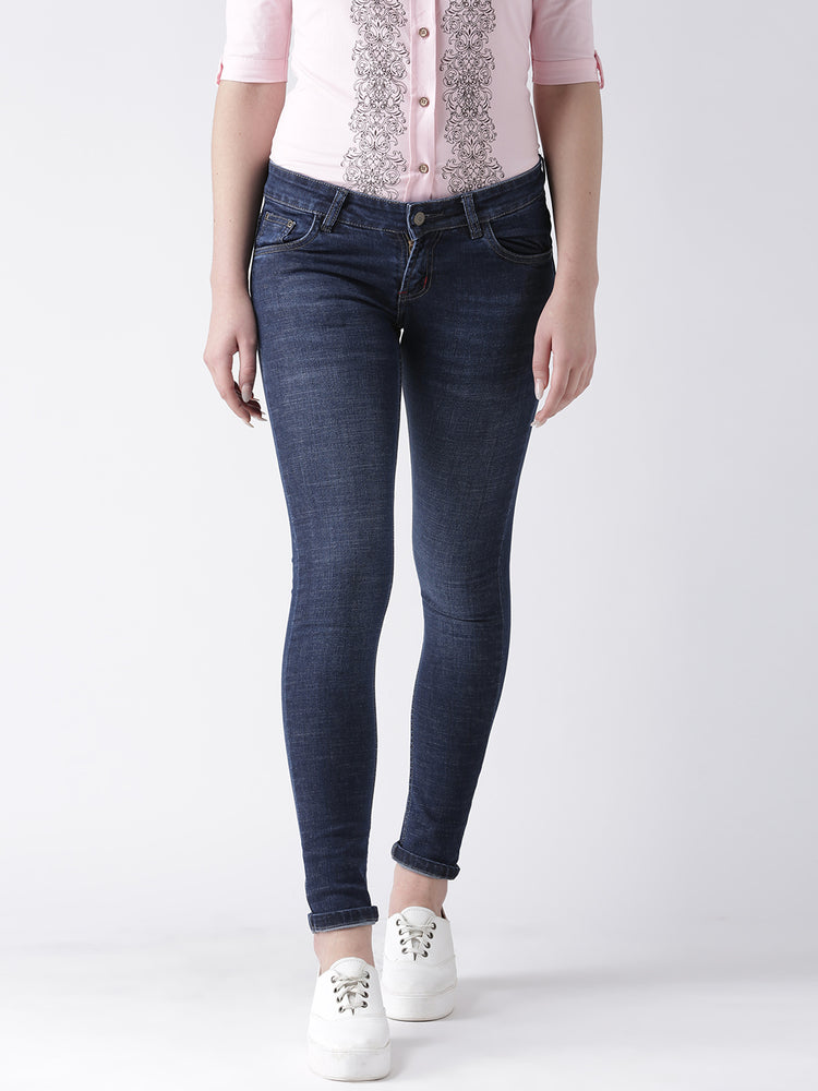 Women Blue Skinny Fit Mid-Rise Clean Look Jeans - JUMP USA
