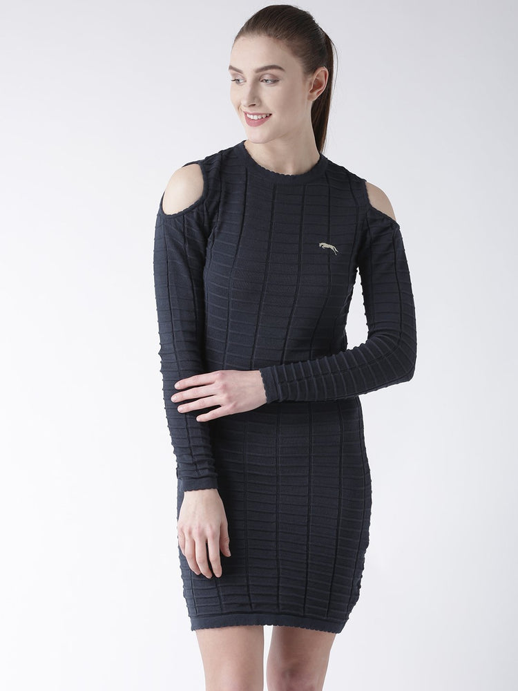 Women Cotton Casual Long Sleeve Navy Dress - JUMP USA (1568777371690)