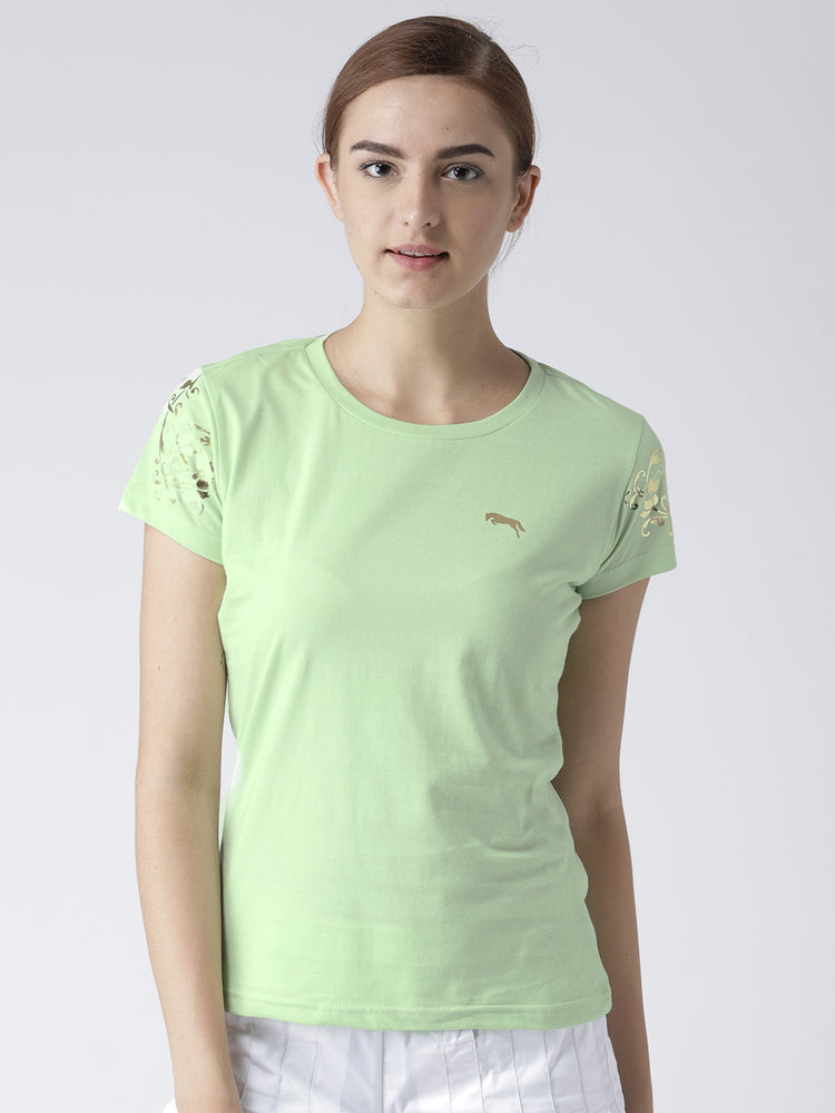 Women Green Casual T-shirt - JUMP USA