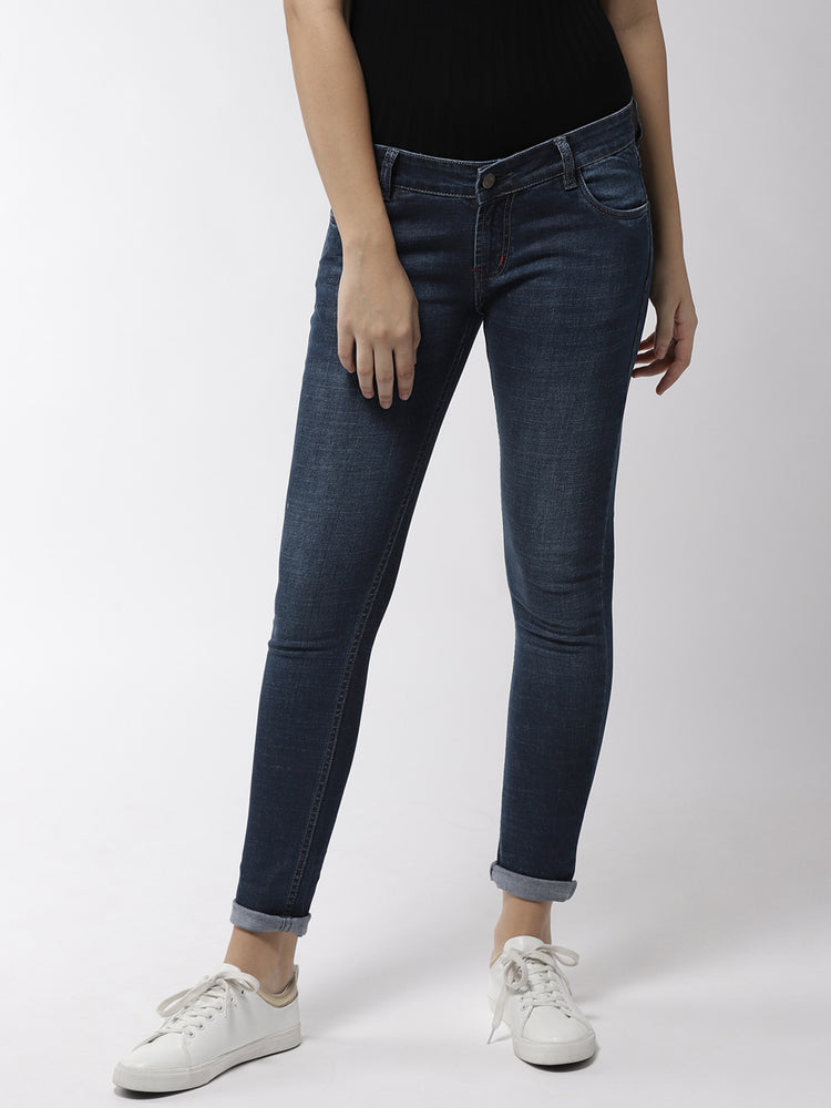 Women Blue Skinny Fit Mid-Rise Clean Look Jeans - JUMP USA