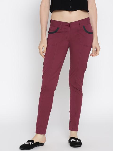 Women Solid Slim Fit Trousers - JUMP USA