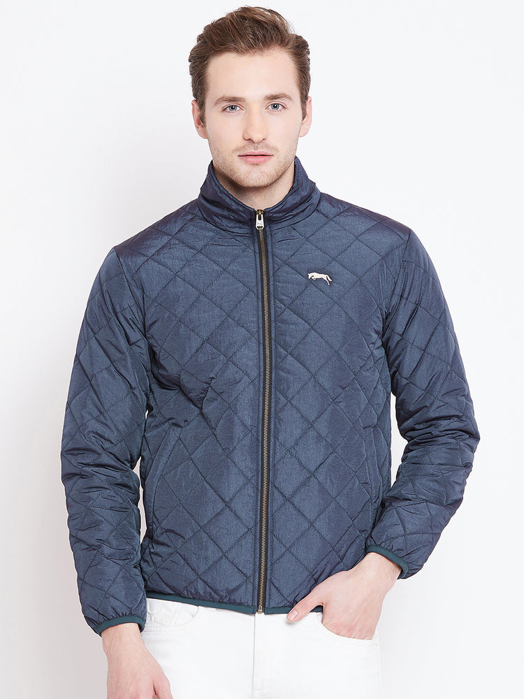 Mens Solid Ec Navy Quilted Jacket - JUMP USA