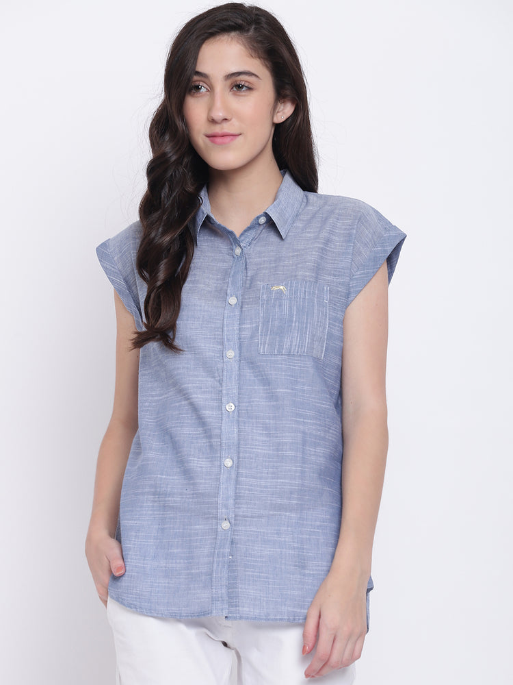 Women Blue Casual Tops - JUMP USA