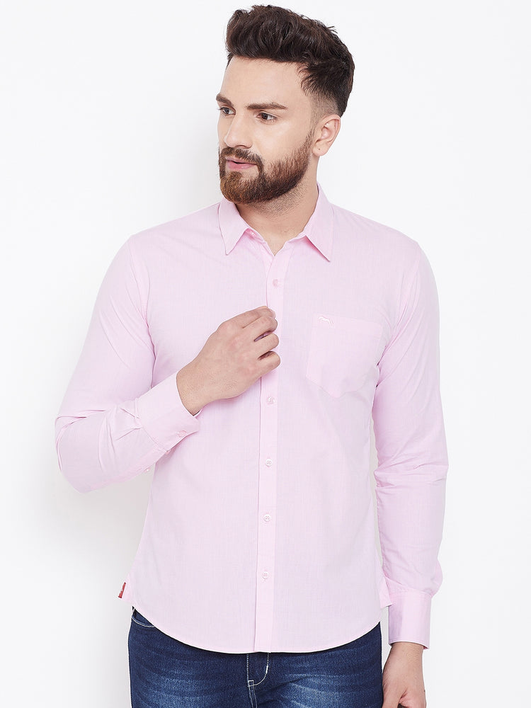 JUMP USA Men Pink Solid Regular Fit Casual Shirts - JUMP USA