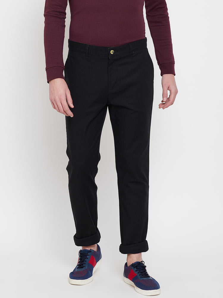 JUMP USA Men Black Casual Slim Fit Trousers - JUMP USA