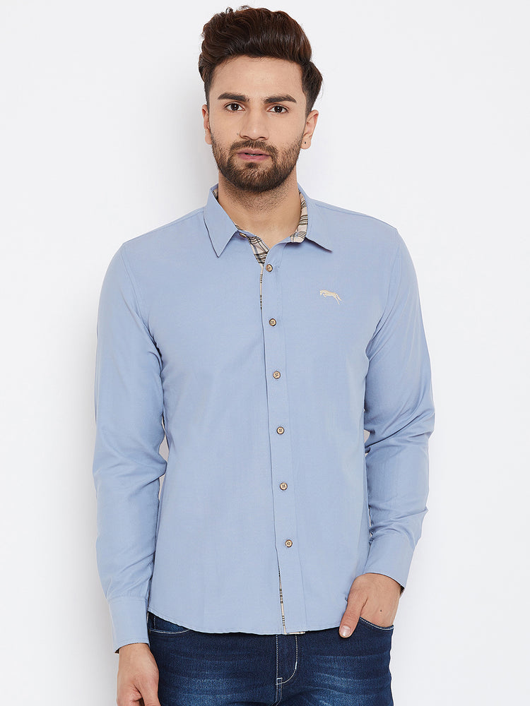 JUMP USA Men Blue Regular Fit Solid Casual Shirt - JUMP USA