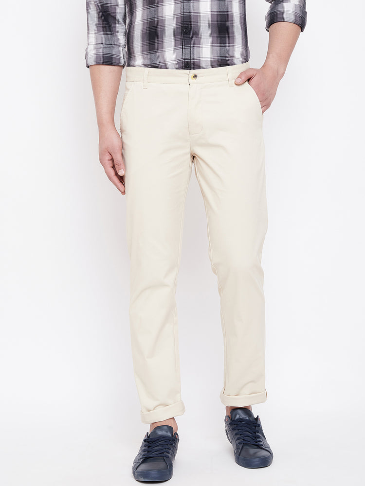 JUMP USA Men Beige Casual Regular Fit Trousers - JUMP USA