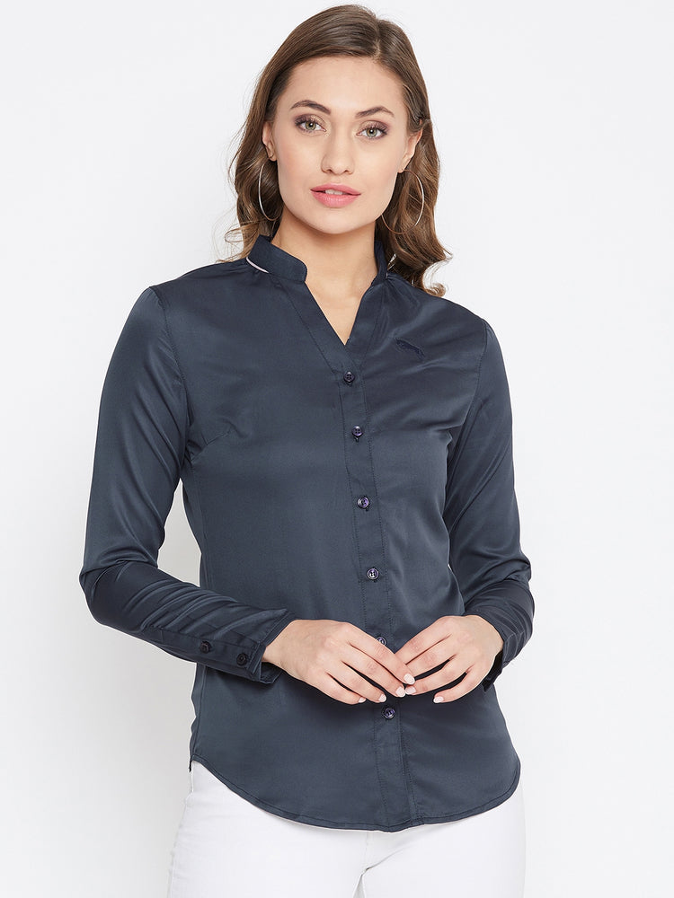 JUMP USA Women Navy Blue Solid Casual Shirts - JUMP USA