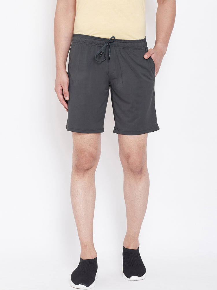 JUMP USA Men Solid Charcoal Active Wear Shorts - JUMP USA