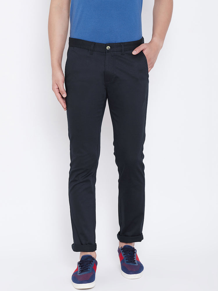 JUMP USA Men Navy Blue Regular Fit Solid Trousers - JUMP USA