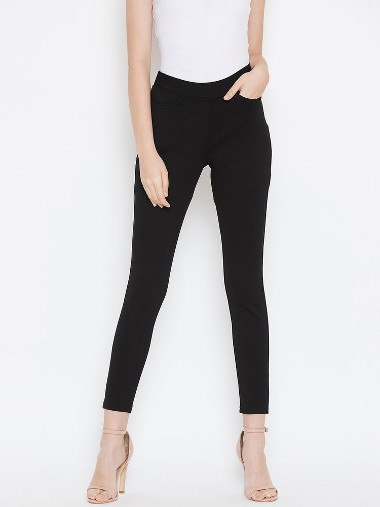 JUMP USA Women Black Solid Casual Skinny fit Trousers - JUMP USA