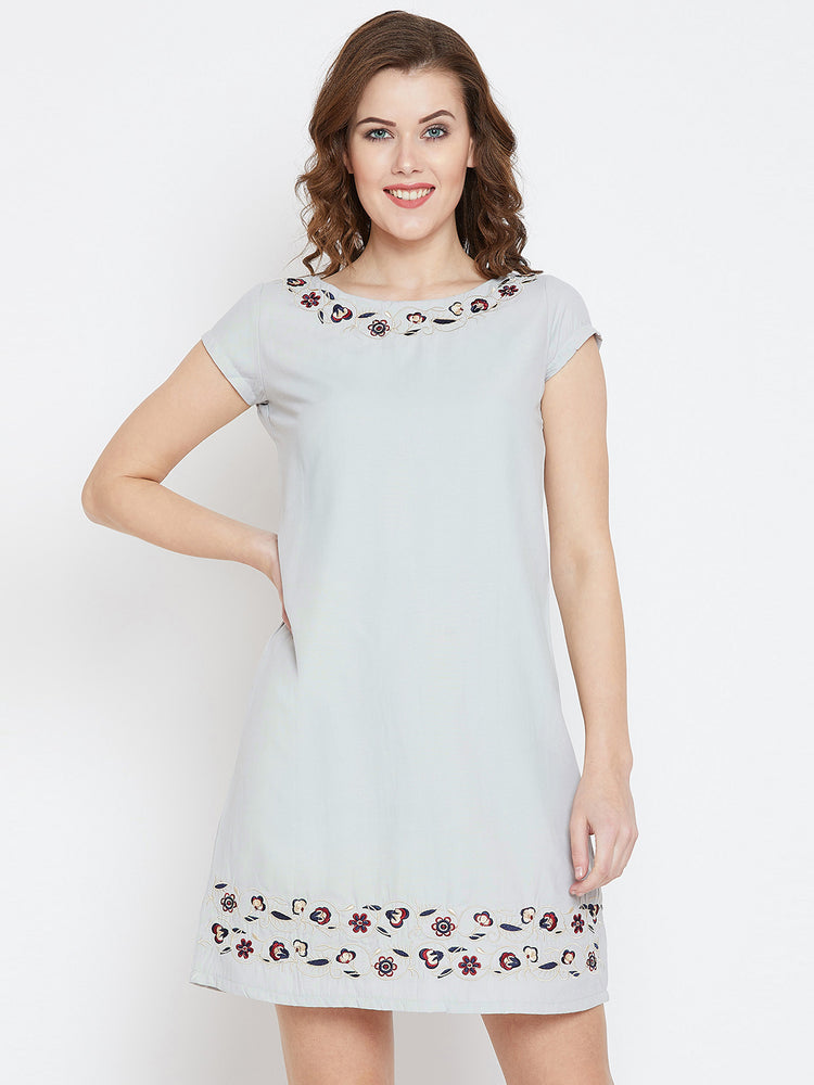 JUMP USA Women Grey Embroidered Sheath Dress - JUMP USA