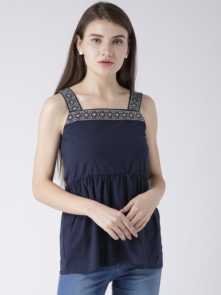 Women Navy Blue Casual Tops - JUMP USA