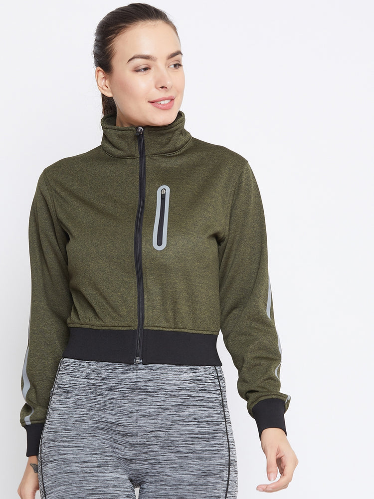 JUMP USA Women Olive Solid Sporty Jacket - JUMP USA