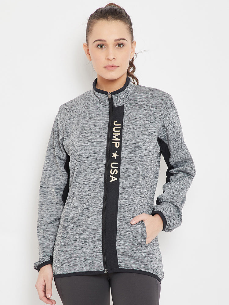 Women Sports Black Sporty Jacket - JUMP USA