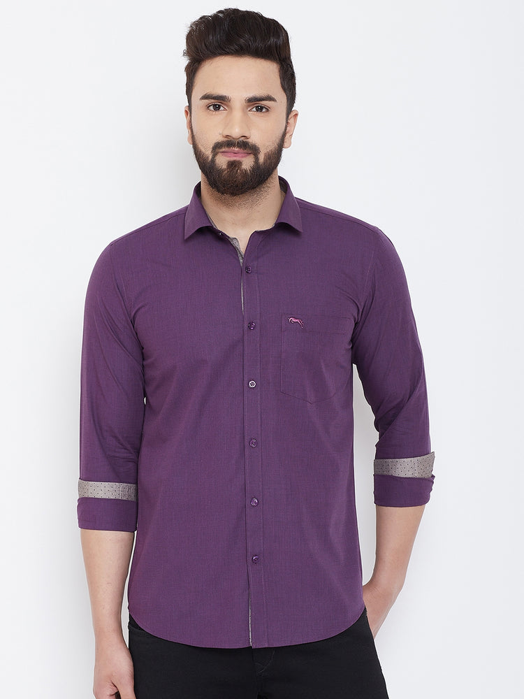 JUMP USA Men Purple Slim Fit Shirts - JUMP USA