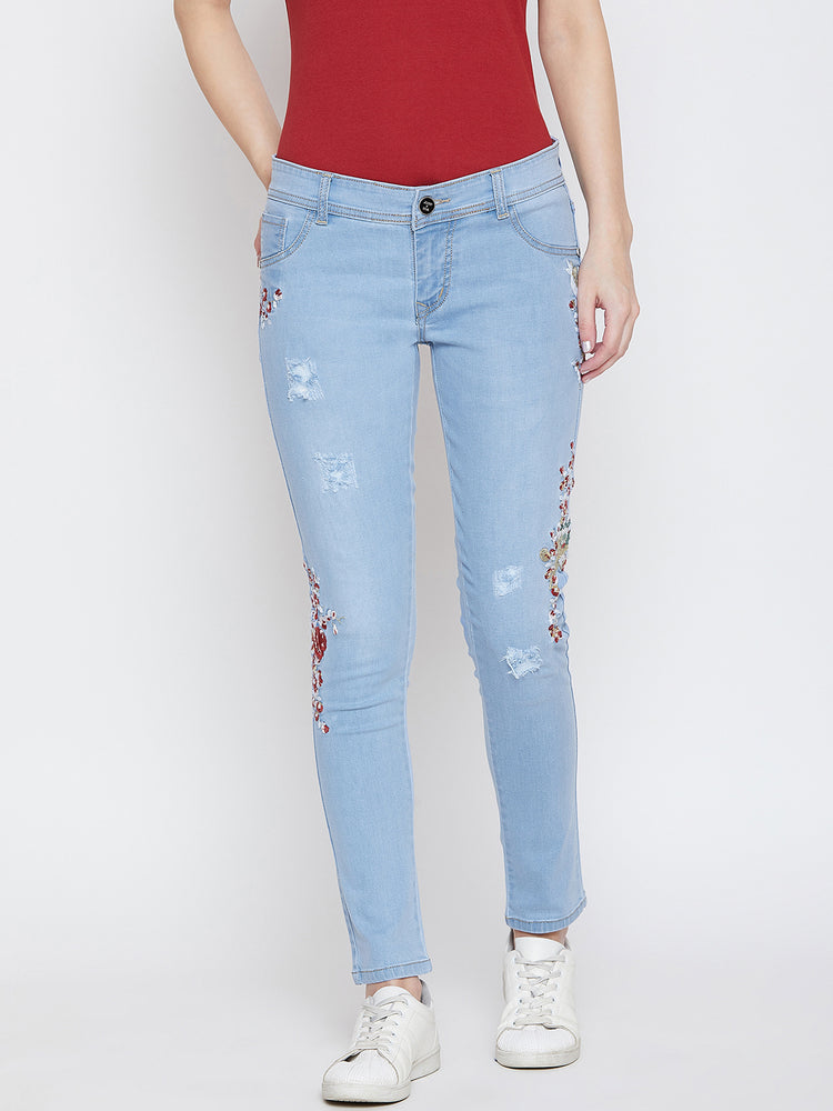 JUMP USA Women Blue Slim Fit Mid-Rise Clean Look Stretchable Jeans - JUMP USA