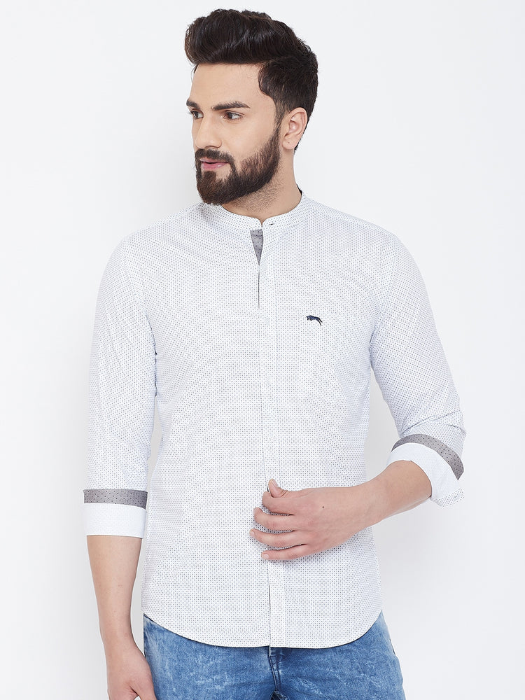 JUMP USA Men White Printed Cotton Casual Shirts - JUMP USA