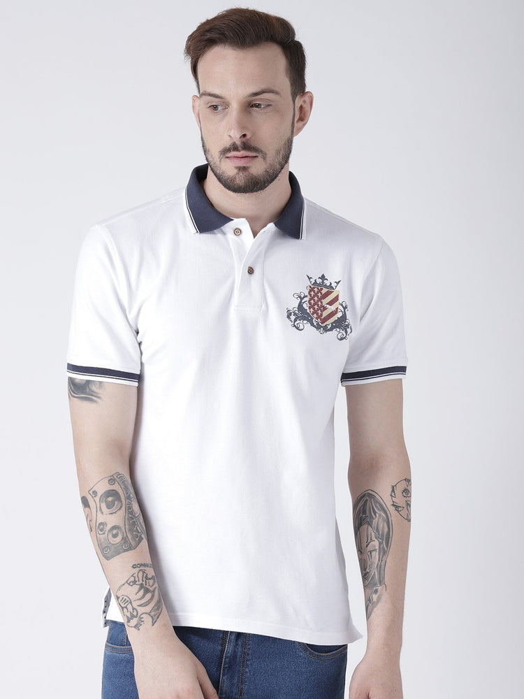 Men White Solid Polo T-shirt - JUMP USA