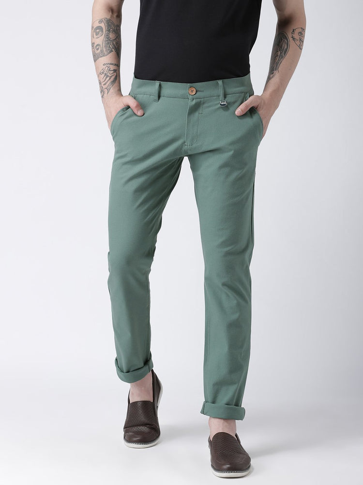 Men Grey Slim Fit Solid Chinos - JUMP USA