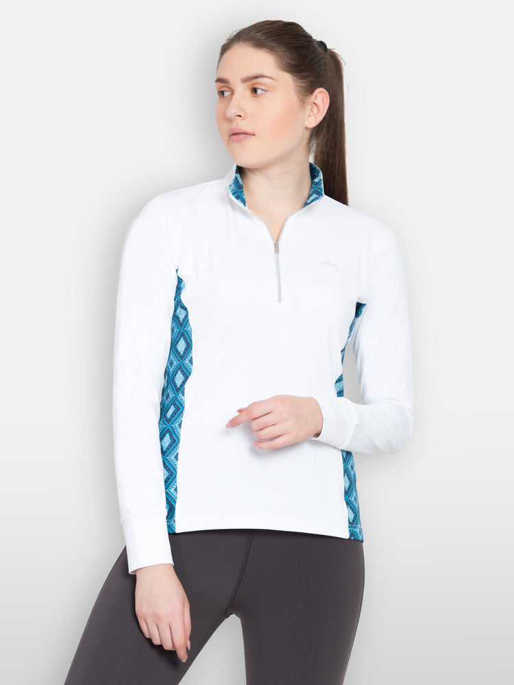 Women Solid Stand Collar Tshirt - JUMP USA