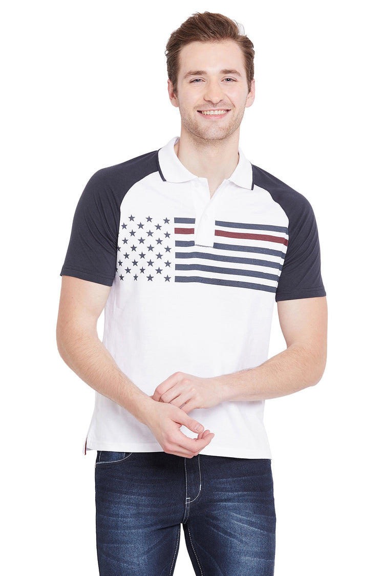 Men White Solid Casual Polo T-shirts - JUMP USA