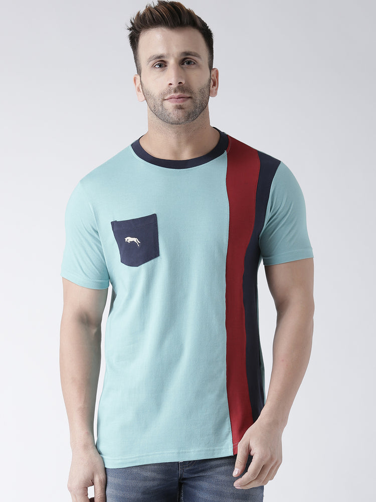 Men Blue Round Neck Tshirt - JUMP USA