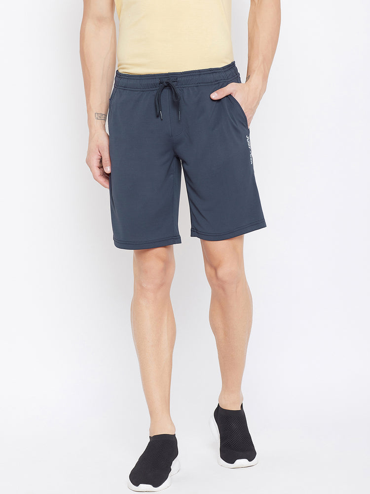 JUMP USA Men Navy Blue Solid Active Wear Shorts - JUMP USA