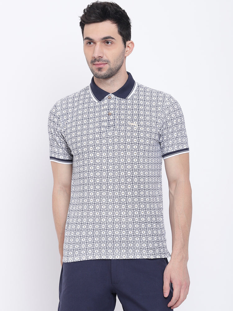 Men Casual Solid White Polo Collar T-Shirt - JUMP USA