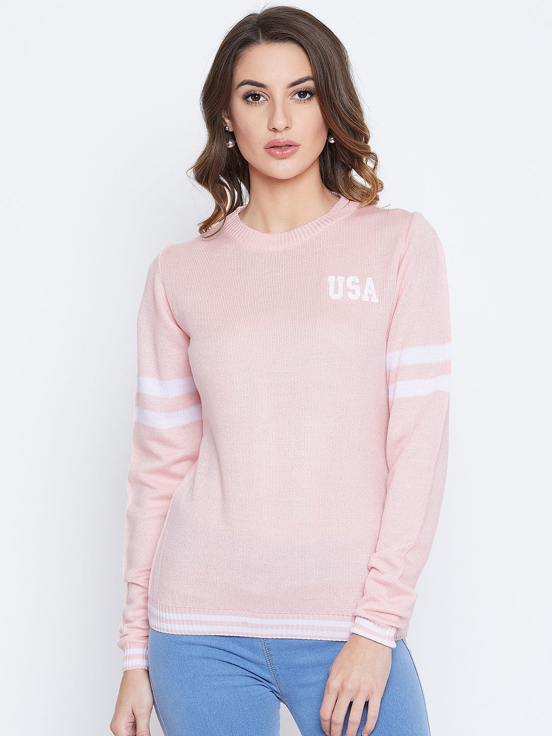 JUMP USA Women Pink Solid Sweaters - JUMP USA
