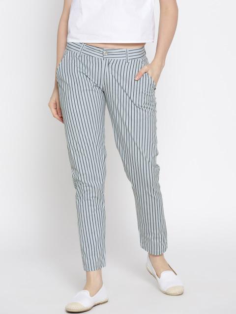 Women Striped White Trousers - JUMP USA