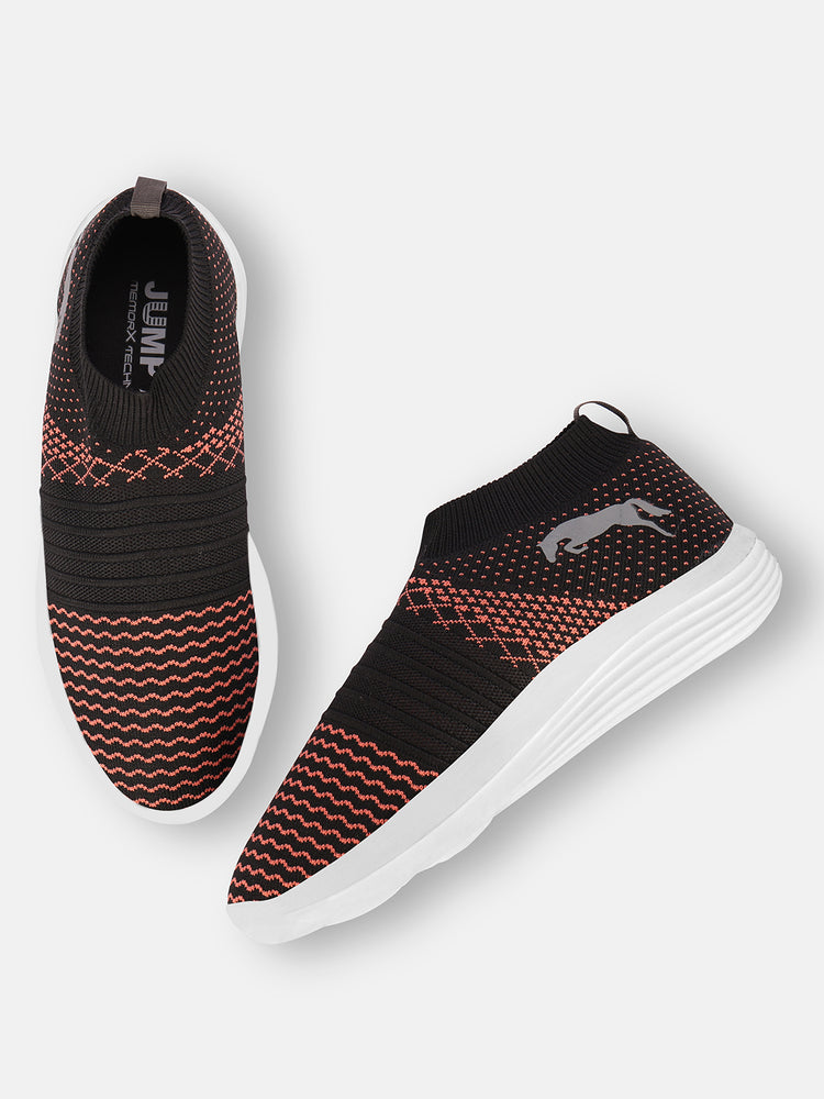 JUMP USA Women's Textured Black Smart Casual Sneakers Shoes - JUMP USA