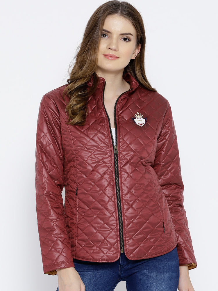 Women Red Quilted Jacket - JUMP USA