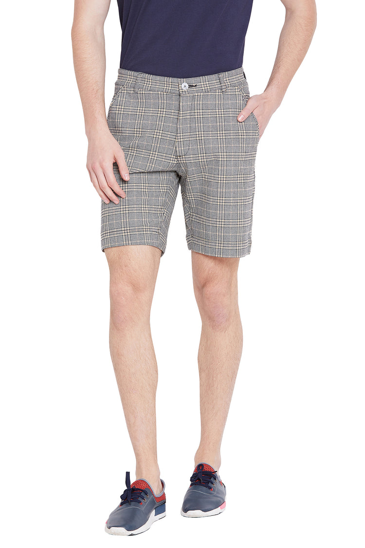 Men Grey Checked Casual Shorts - JUMP USA