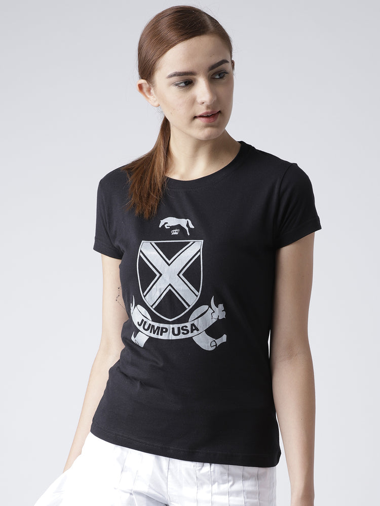 Women Black Casual T-shirt - JUMP USA